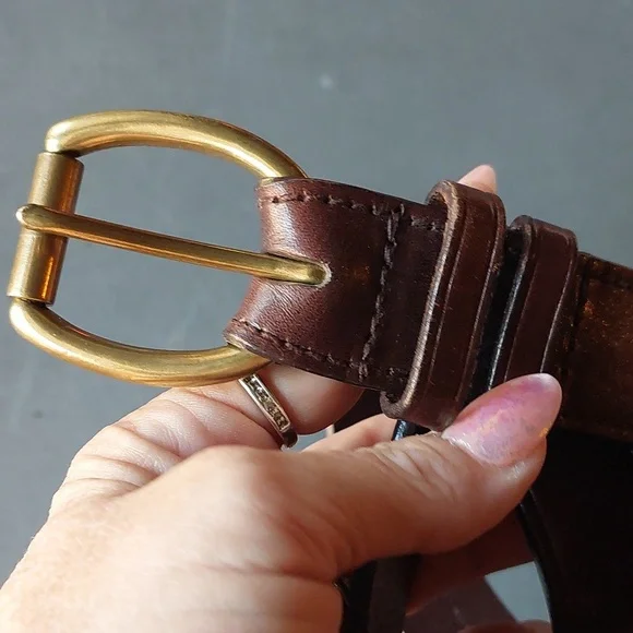 Ralph Lauren Brown Leather Belt with Gold Buckle - Picture 3 of 5